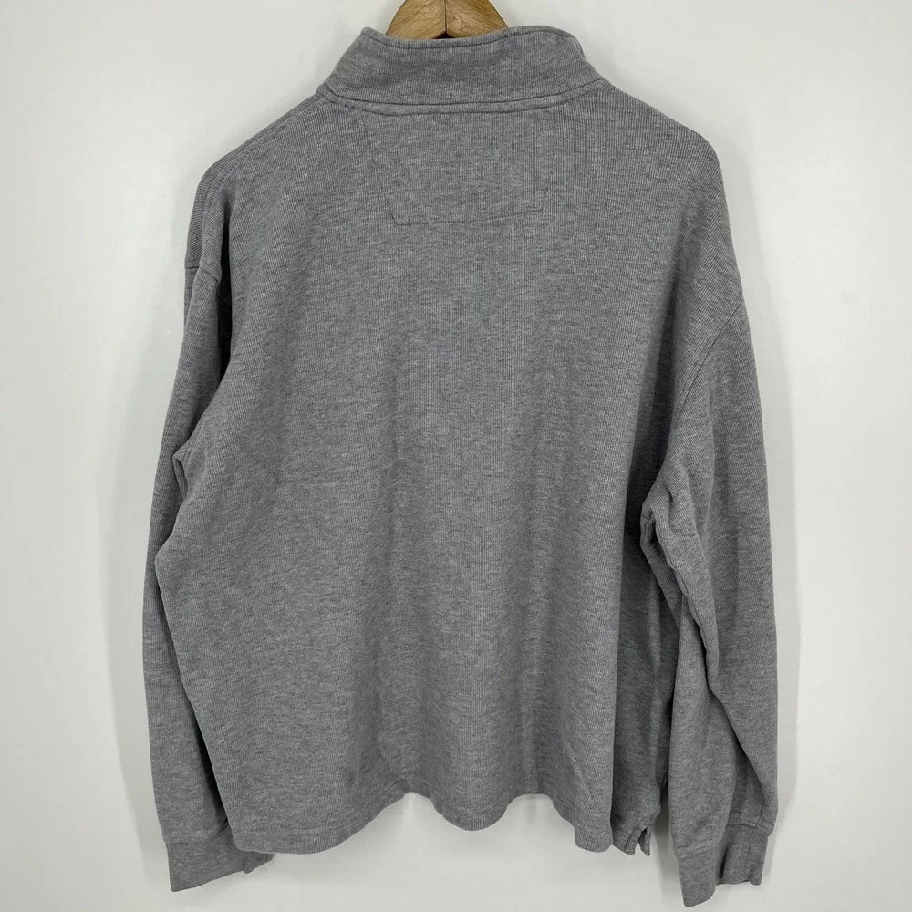 Chaps‎ Mens XXL Gray Ribbed 100% Cotton Quarter Zip Pullover Sweater Logo